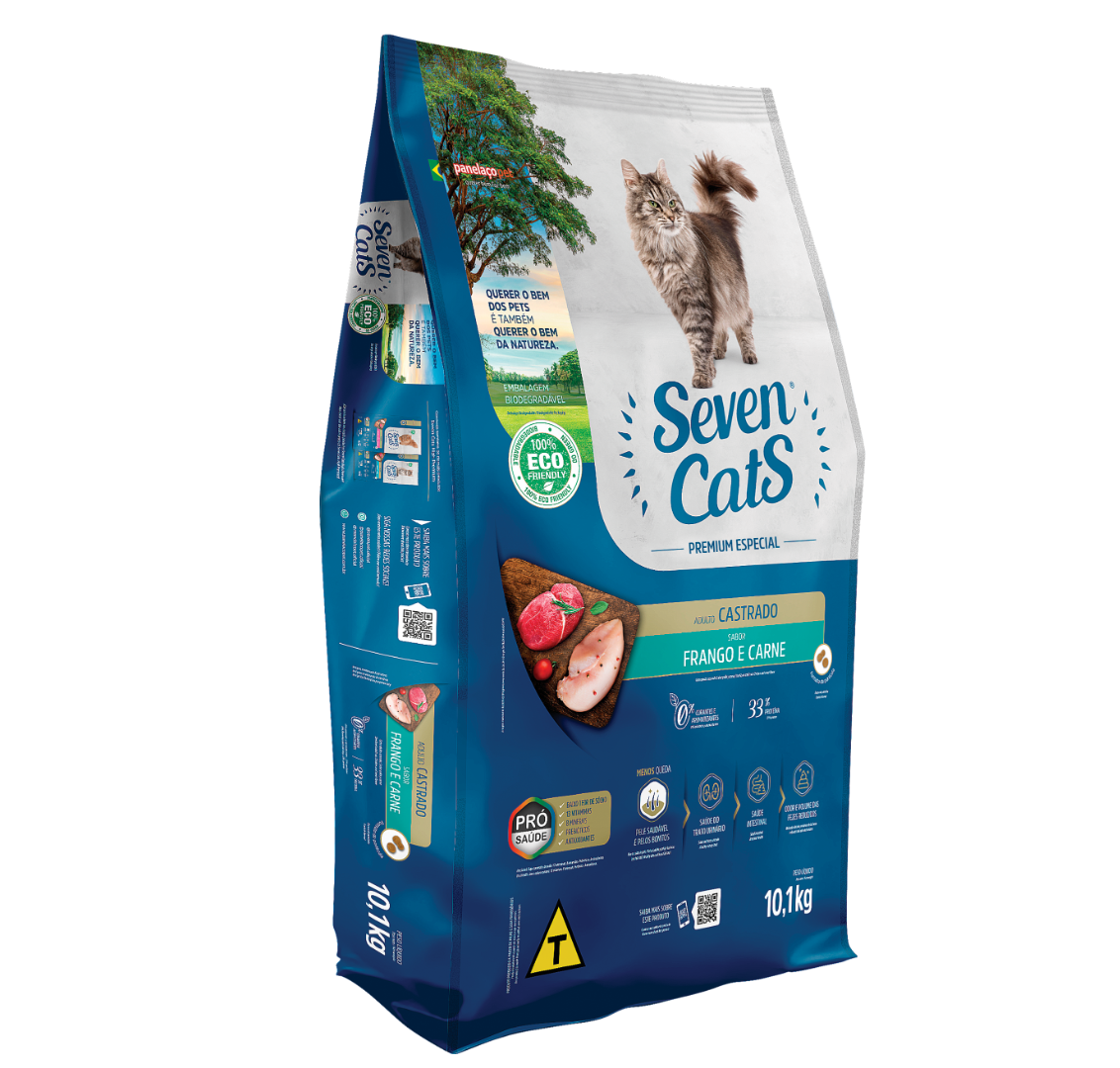 Foto - SevenCats Castrado Sabor Frango e Carne 