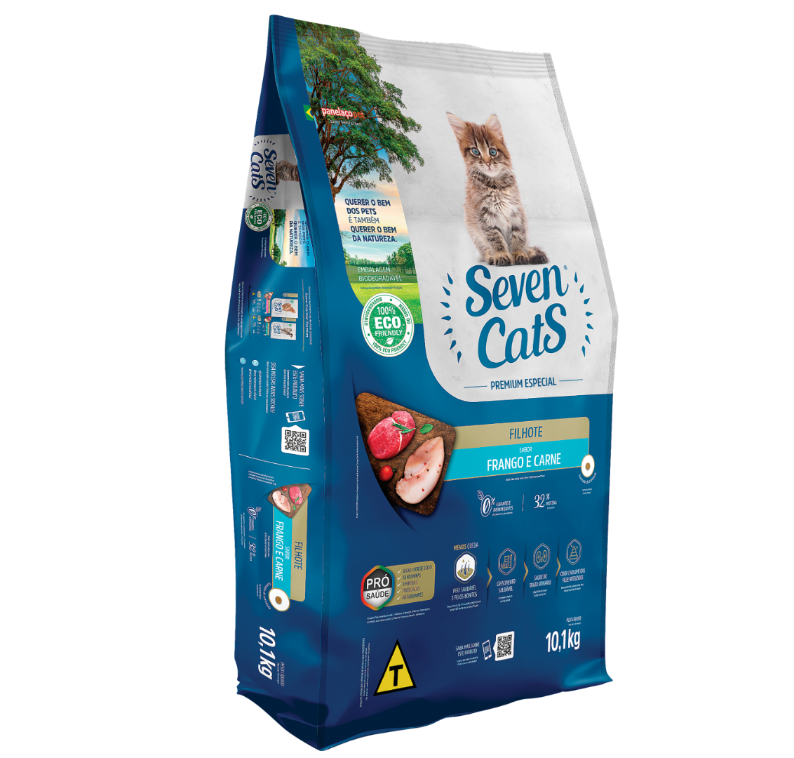 Foto - SevenCats Filhote Sabor Frango e carne