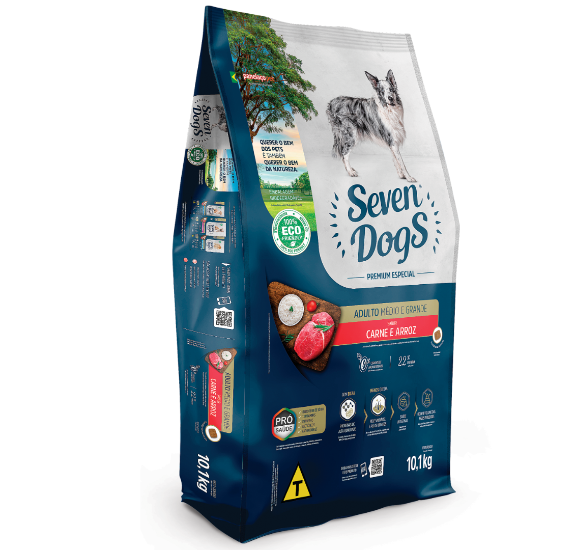 Foto - SevenDogs Adulto Médio e Grande Sabor Carne e Arroz