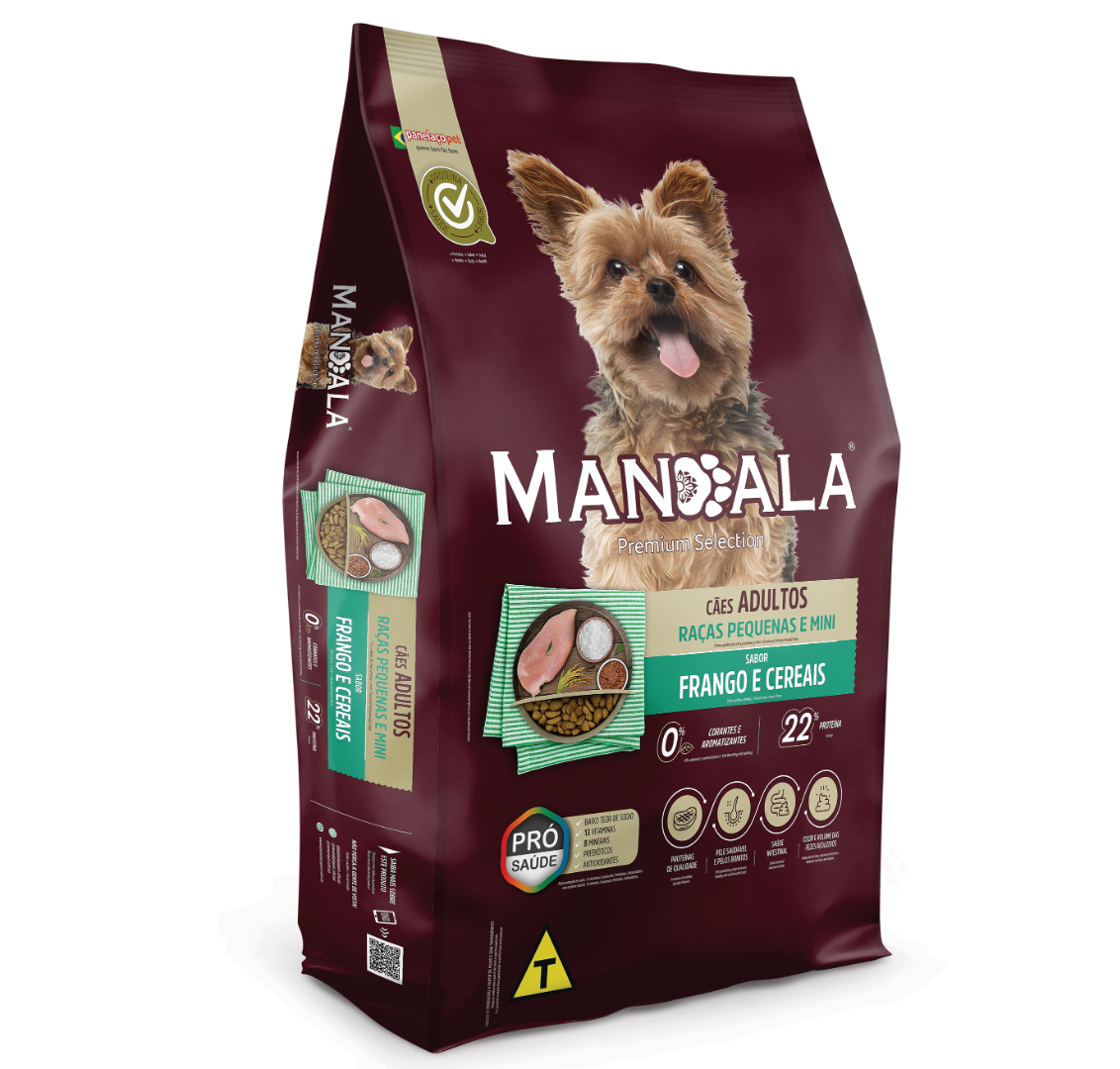 Foto - Mandala Premium Cães Adulto Pequeno e Mini Sabor Frango e Cereais
